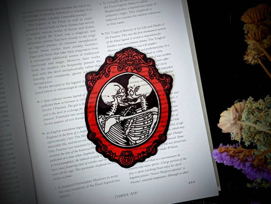 Clear Bookmark Valentine's Day Valloween Skeleton Couple Red Lovers Love Dark Bones Goth Gothic Horror Creepy Oddities