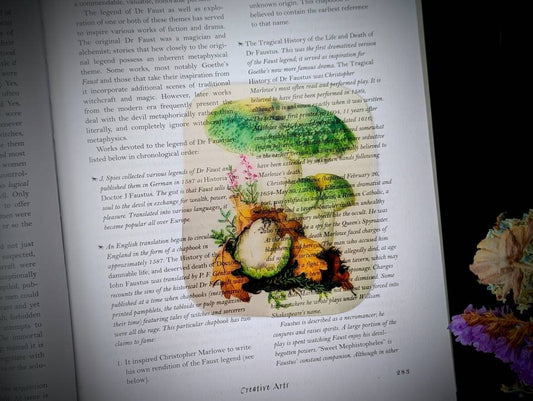 Clear Bookmark Green Cracking Russula Virescens Mushroom Fungus Fungi Nature Botanical Illustration Vintage
