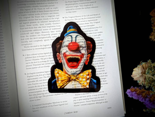 Clear Bookmark Creepy Clown Vintage Weird Circus Goth Gothic Halloween Horror Weird Dark Art
