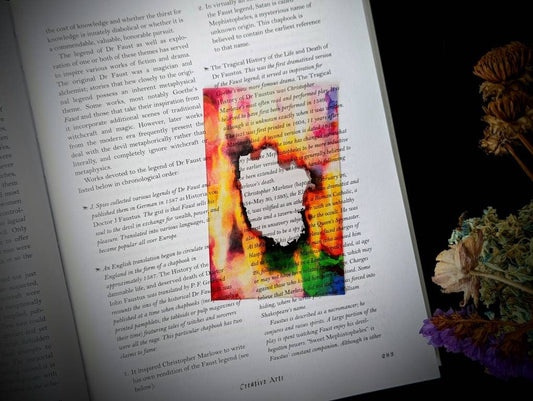 Clear Bookmark Abstract Burnt Burn Paper Colorful Rainbow Weird Dark Creepy Oddities Dyslexia Reading Guide