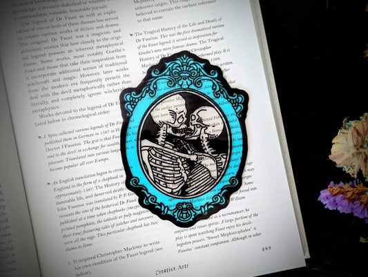Clear Bookmark Valentine's Day Valloween Skeleton Couple Blue Lovers Love Dark Bones Goth Gothic Horror Creepy Oddities