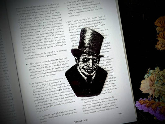 Clear Bookmark Creepy Man Phantom Ghost Demon Ghoul Ghost Poltergeist Goth Gothic Halloween Horror Oddities