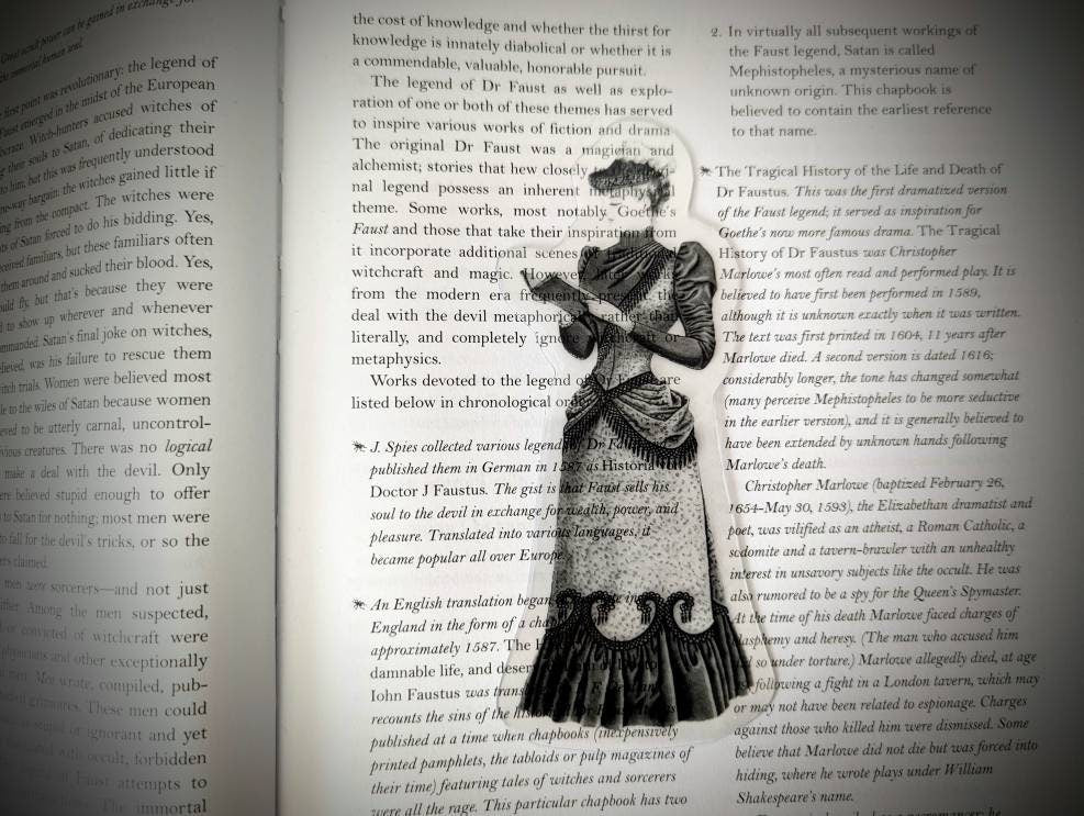 Clear Bookmark Victorian Lady Woman Reading Bookworm Steampunk Baroque Goth Gothic Halloween Horror Dark Academia Book Reader Lover Gift