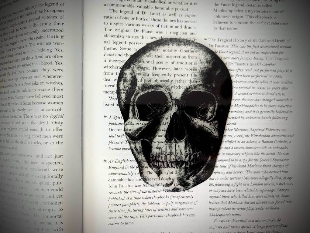 Clear Bookmark Human Skull Skeleton Goth Gothic Halloween Horror Creepy Spooky Anatomy Oddities