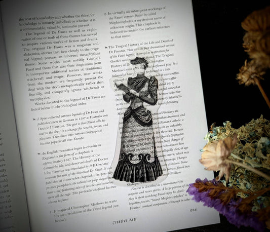 Clear Bookmark Victorian Lady Woman Reading Bookworm Steampunk Baroque Goth Gothic Halloween Horror Dark Academia Book Reader Lover Gift