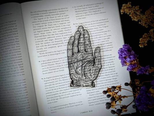 Clear Bookmark Palmistry Palm Reading Chart Witch Mystical Witchcraft Goth Gothic Halloween Horror Creepy Oddities