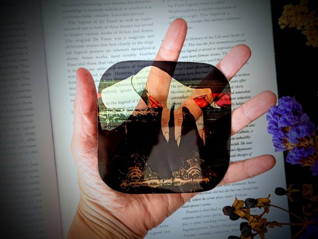 Clear Bookmark Vintage Vampire Dracula Hand Casket Coffin  Halloween Mystical Goth Gothic Horror Creepy Oddities