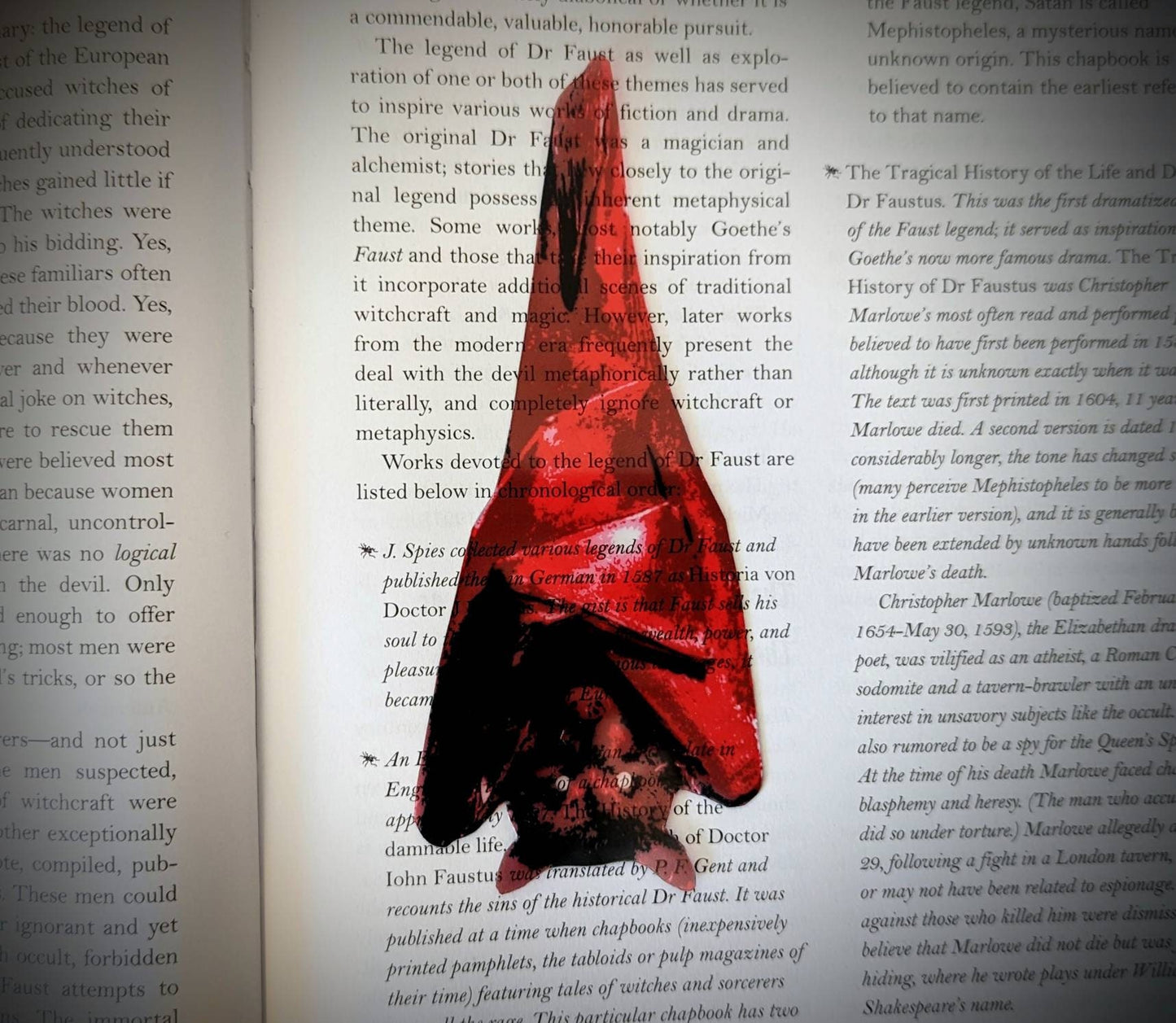 Clear Bookmark Red Hanging Bat Goth Gothic Halloween Horror Creepy Oddities Unique Gift