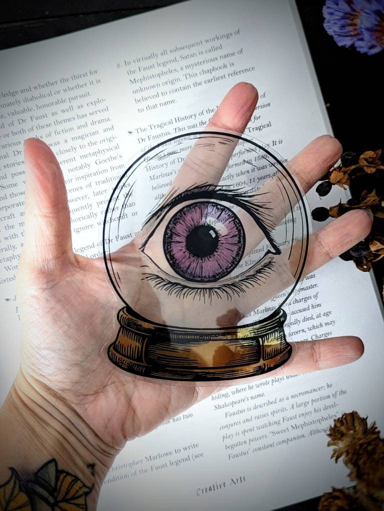 Clear Bookmark Purple Eye Crystal Ball Magic Magick Witch Witchcraft Goth Gothic Halloween Horror Creepy