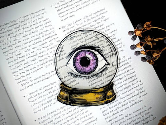 Clear Bookmark Purple Eye Crystal Ball Magic Magick Witch Witchcraft Goth Gothic Halloween Horror Creepy