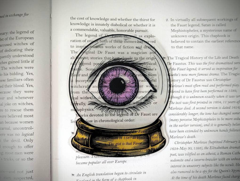 Clear Bookmark Purple Eye Crystal Ball Magic Magick Witch Witchcraft Goth Gothic Halloween Horror Creepy