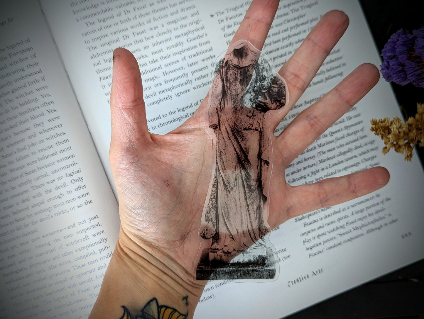 Clear Bookmark Headless Statue Tombstone Gravestone Cemetery Graveyard Goth Gothic Halloween Horror Creepy Dark Academia Book Lover GIft