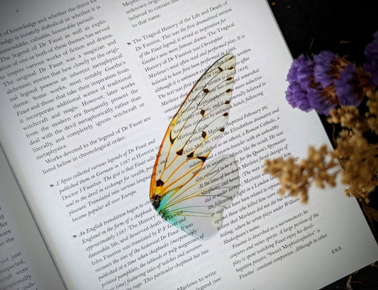 Clear Bookmark White Ghost Cicada Wing Nature Bug Insect Moth Butterfly Cottagecore Fairycore Handmade Artist
