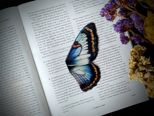 Clear Bookmark Vintage Butterfly Moth Wing Insect Bug Blue Yellow Purple Nature Dark Academia Fairycore Cottagecore Witchcore Handmade Art