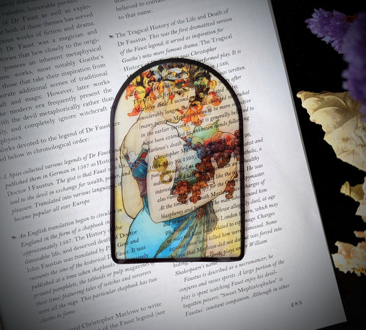 Clear Bookmark Alphonse Maria Mucha Fruit Cottagecore Fairycore Handmade Artist Book Lover Reader Gift