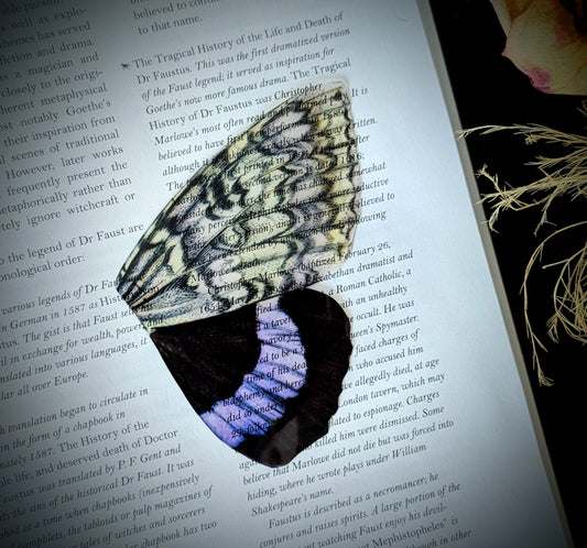 Clear Bookmark Vintage Butterfly Moth Wing Insect Bug Purple Gray Black Nature Goth Gothic Dark Academia Fairycore Cottagecore Witchcore