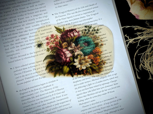 Clear Bookmark Vintage Painting Wildflowers Bee Flowers Floral Victorian Dark Academia Fairycore Cottagecore Witchcore