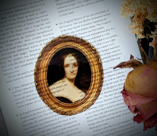 Clear Bookmark Mary Shelley Ornate Frame Dark Academia Cottagecore Fairycore Handmade Artist Book Lover Reader Gift