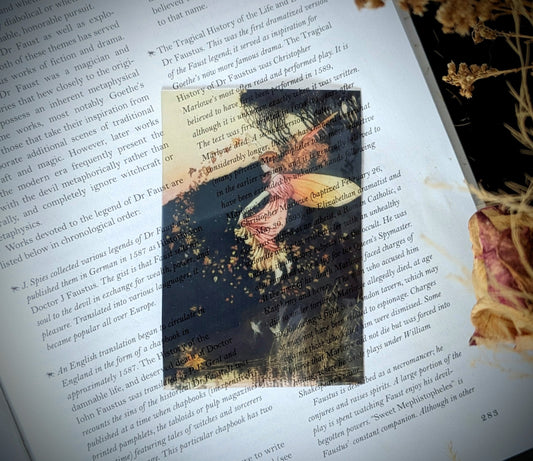 Clear Bookmark Vintage Painting Fairy Throwing Autumn Leaves Dark Academia Cottagecore Fairycore Book Reader Lover Gift Handmade