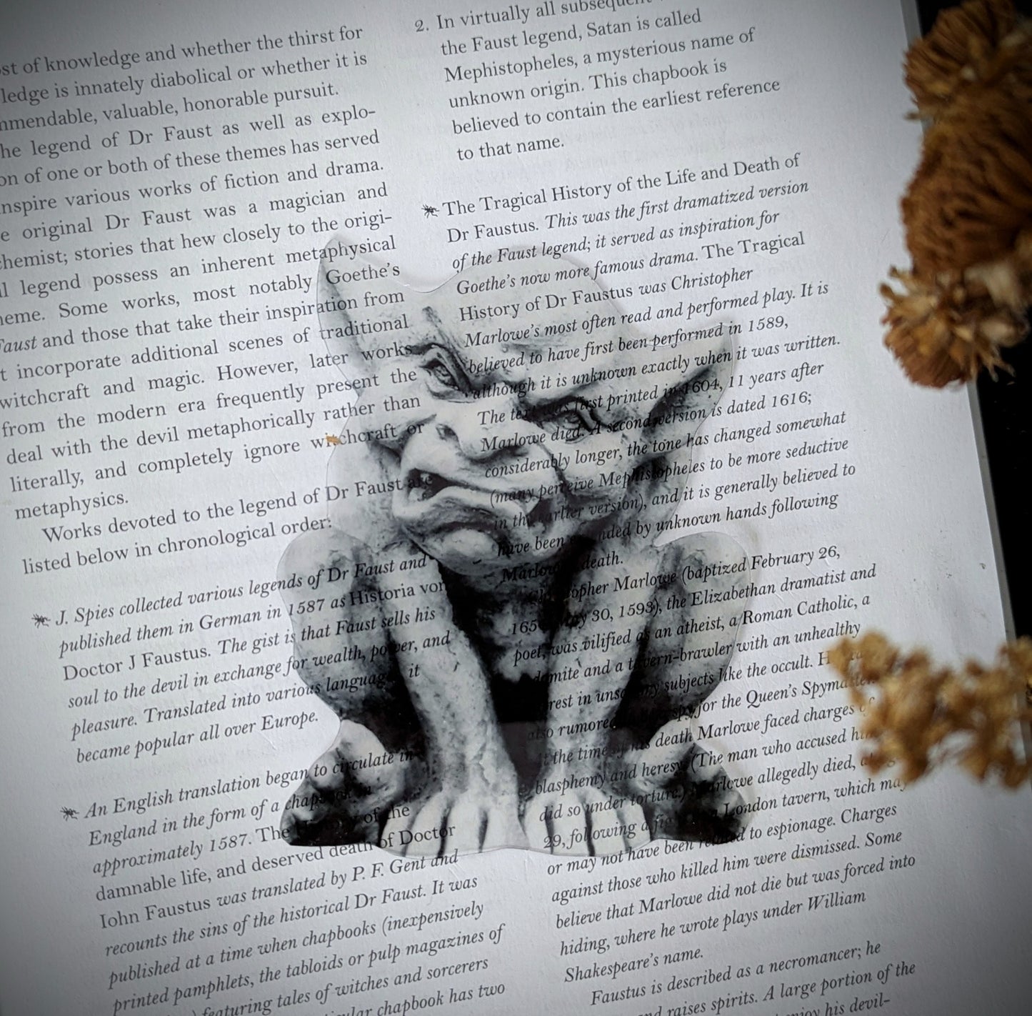 Clear Bookmark Gargoyle Creature Monster Goblin Goth Gothic Halloween Horror Creepy Oddities Book Lover Reader Gift Handmade Artist