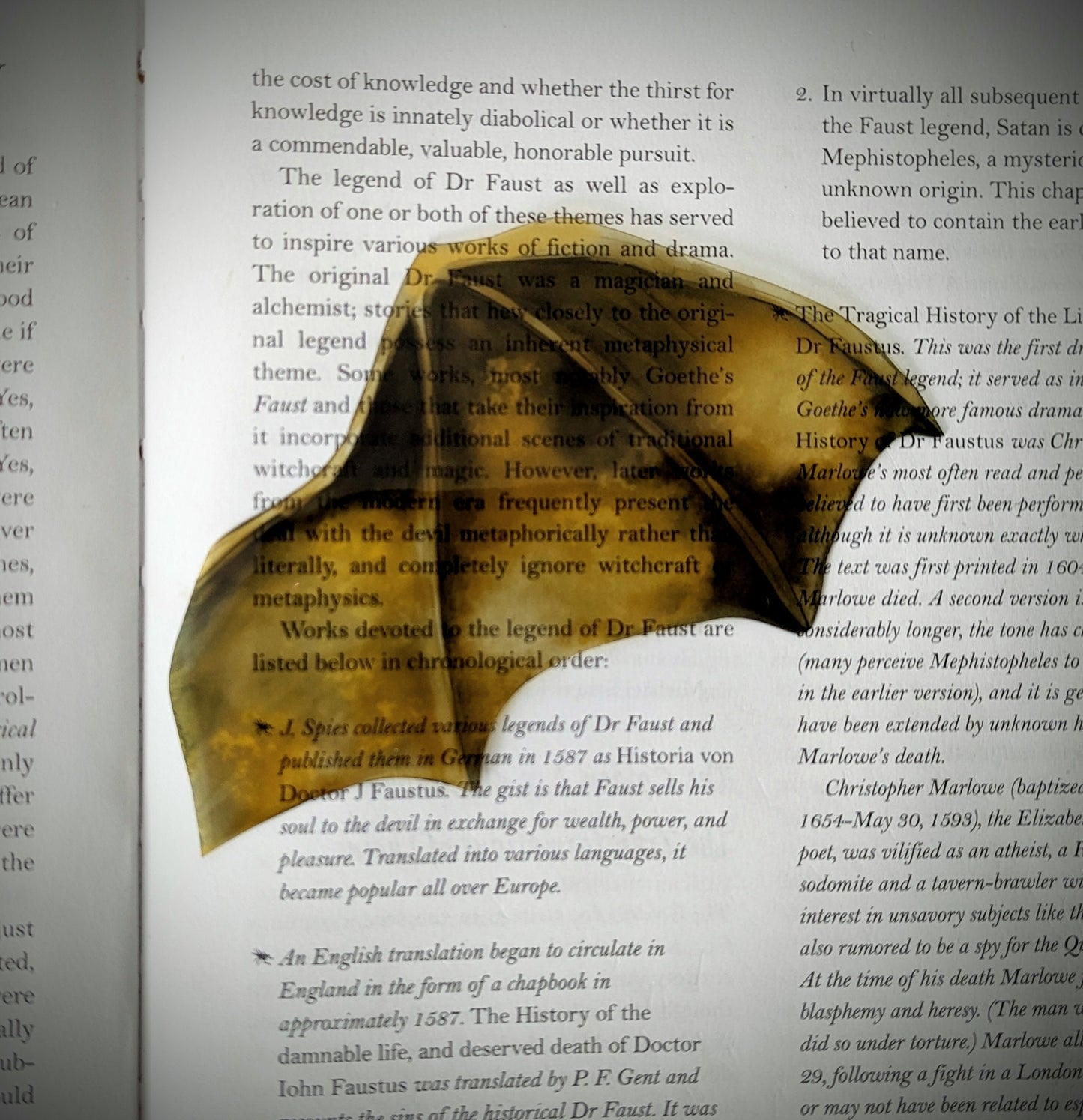 Clear Bookmark Gold Yellow Watercolor Bat Dragon Wing Goth Gothic Fantasy Sci-Fi Book Lover Reader Gift Handmade Artist