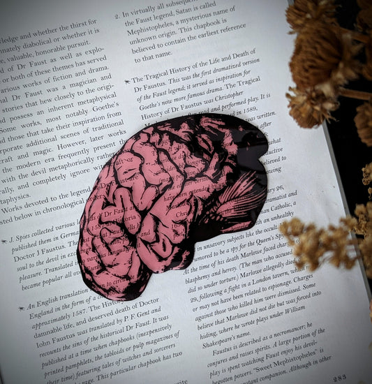 Clear Bookmark Human Brain Medical Anatomy Goth Gothic Halloween Horror Dark Academia Book Lover Reader Gift Handmade Artist