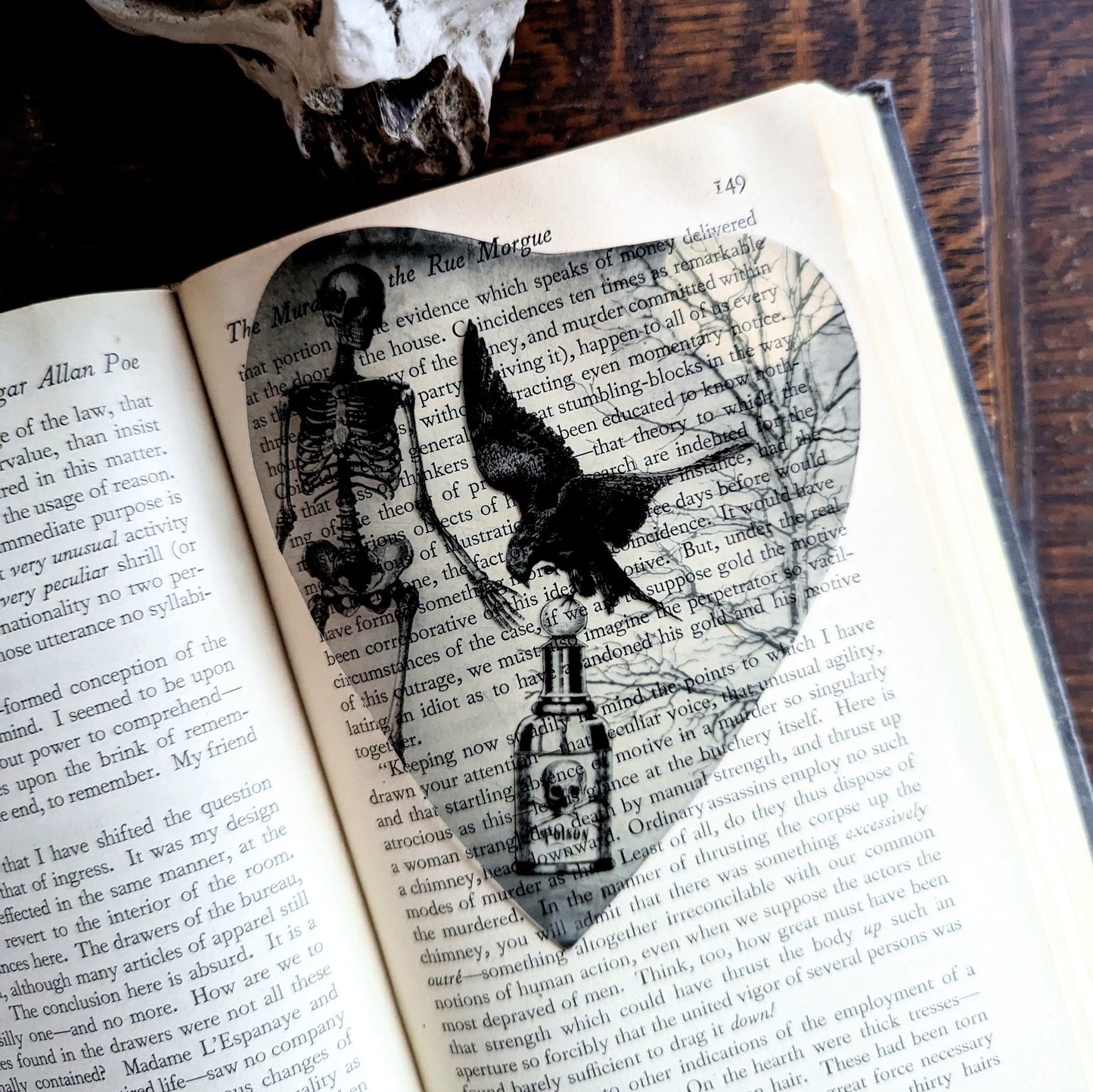 Clear Bookmark Crow Human Skeleton Poison Collage Dark Academia Victorian Gothic Halloween Horror Book Lover Reader Gift Handmade Artist