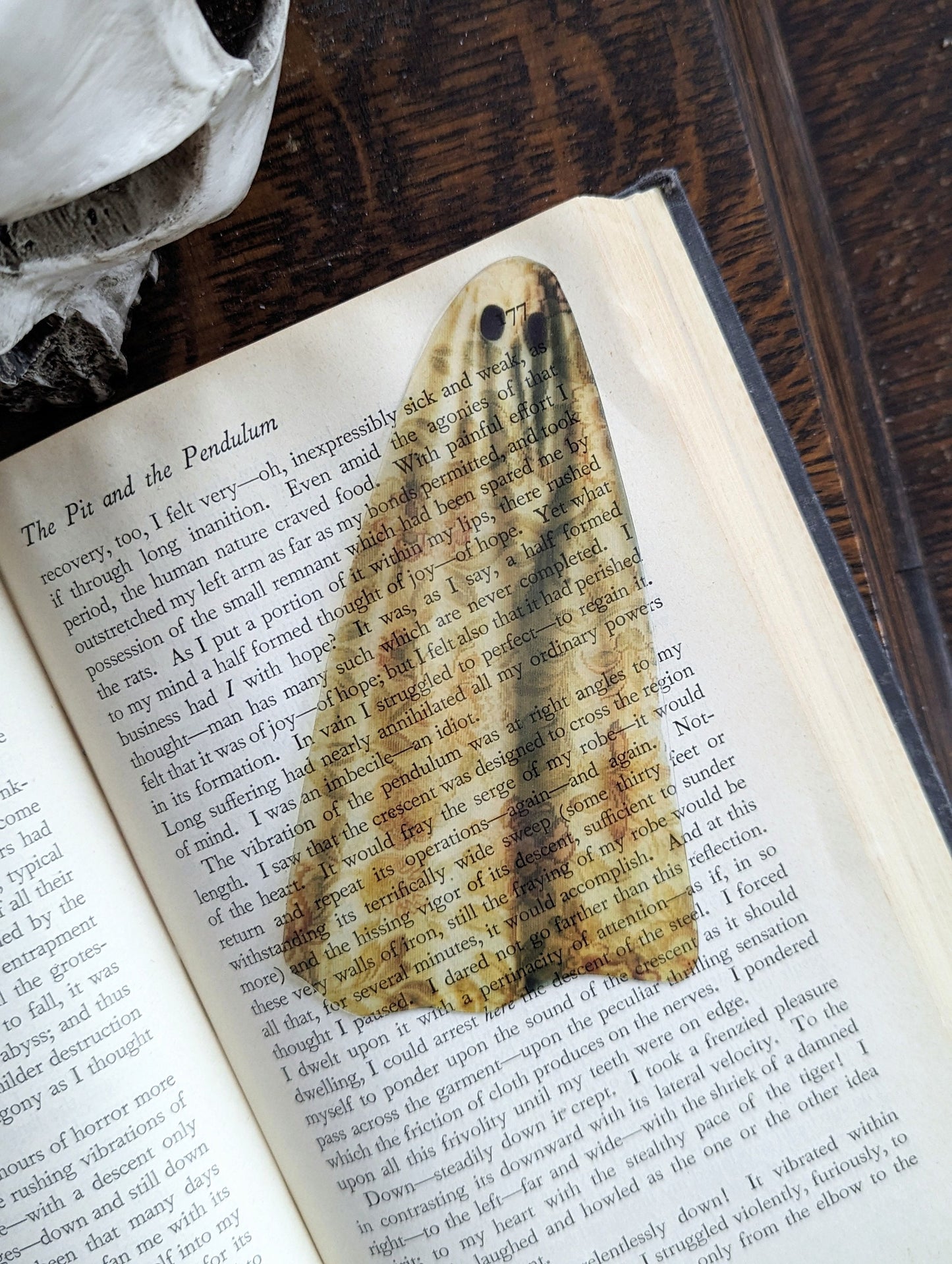Clear Bookmark Realistic Floral Flower Sheet Ghost Ghoul Haunted Goth Gothic Halloween Horror Creepy Handmade Artist Book Lover Reader Gift
