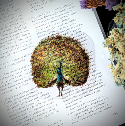 Clear Bookmark Vintage Peacock Bird Nature Dark Academia Fairycore Cottagecore Book Lover Reader Gift