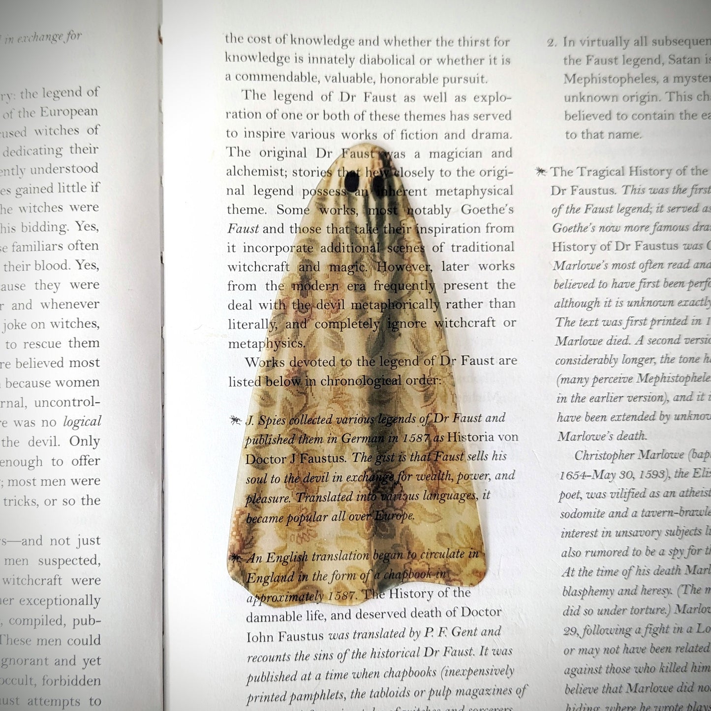 Clear Bookmark Realistic Floral Flower Sheet Ghost Ghoul Haunted Goth Gothic Halloween Horror Creepy Handmade Artist Book Lover Reader Gift