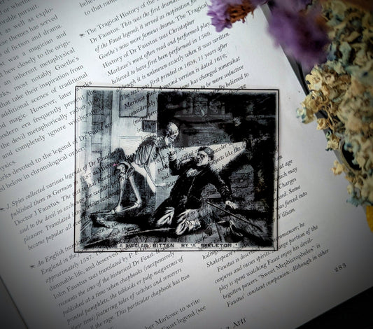 Clear Bookmark London Illustrated Police News Burglar Bitten By Skeleton Goth Halloween Horror Humor Book Lover Reader Gift Handmade Artist