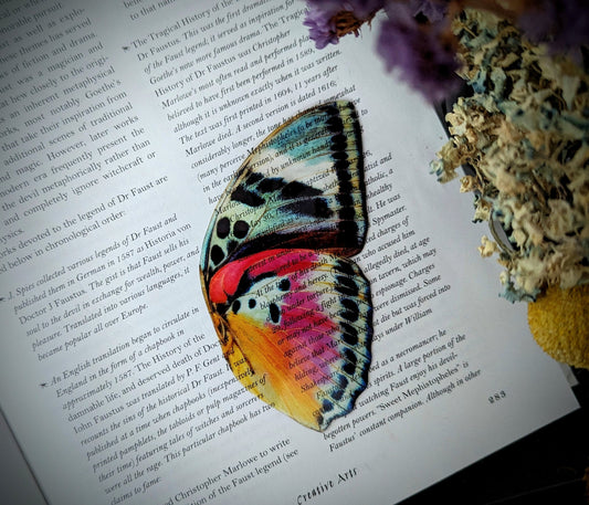 Clear Bookmark Vintage Butterfly Moth Wing Insect Bug Colorful Nature Dark Academia Fairycore Cottagecore Witchcore Handmade Art Gift