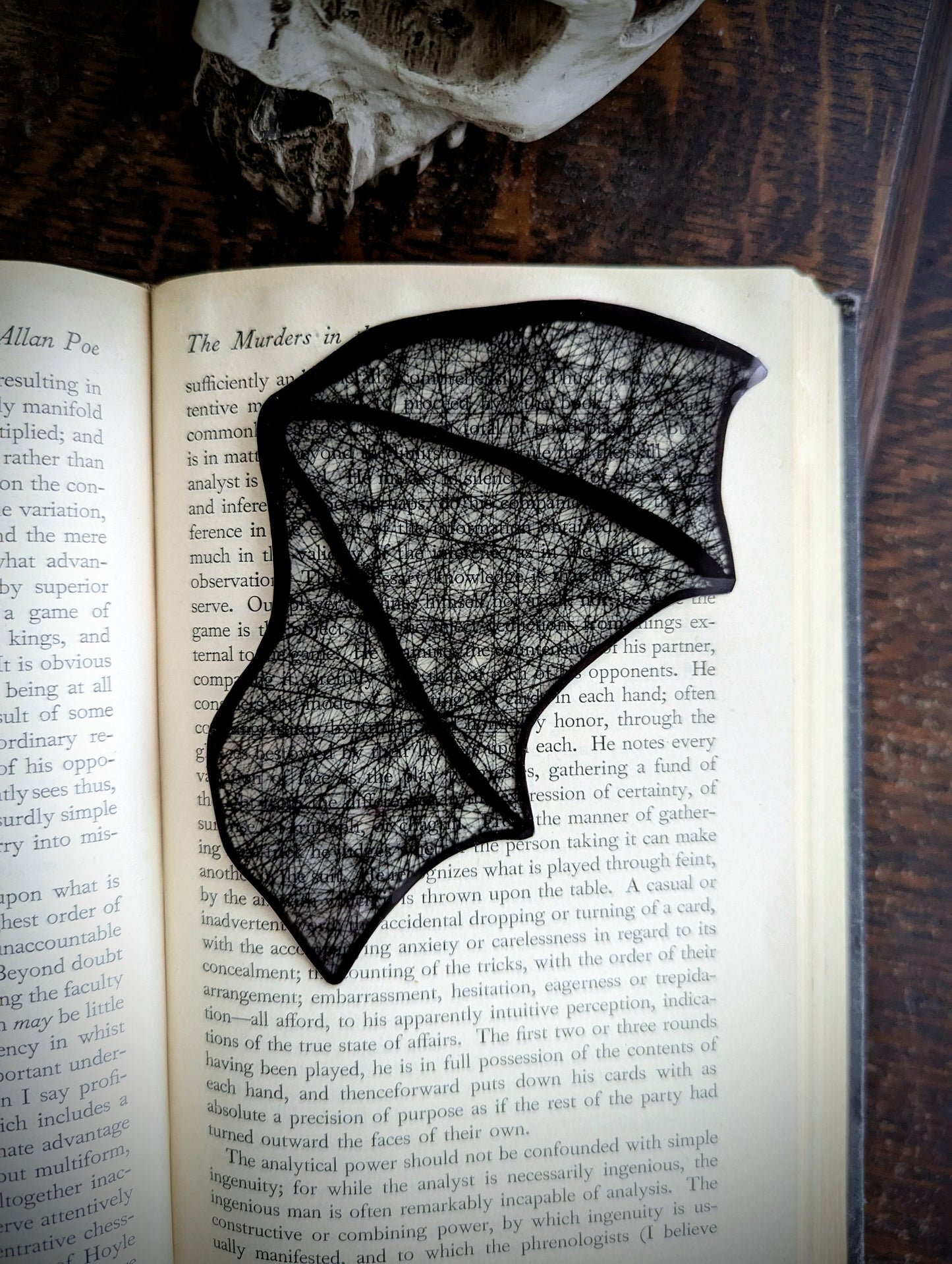Clear Bookmark Grunge Abstract Black Lines Bat Dragon Wing Goth Gothic Dark Academia Book Lover Reader Gift Handmade Artist