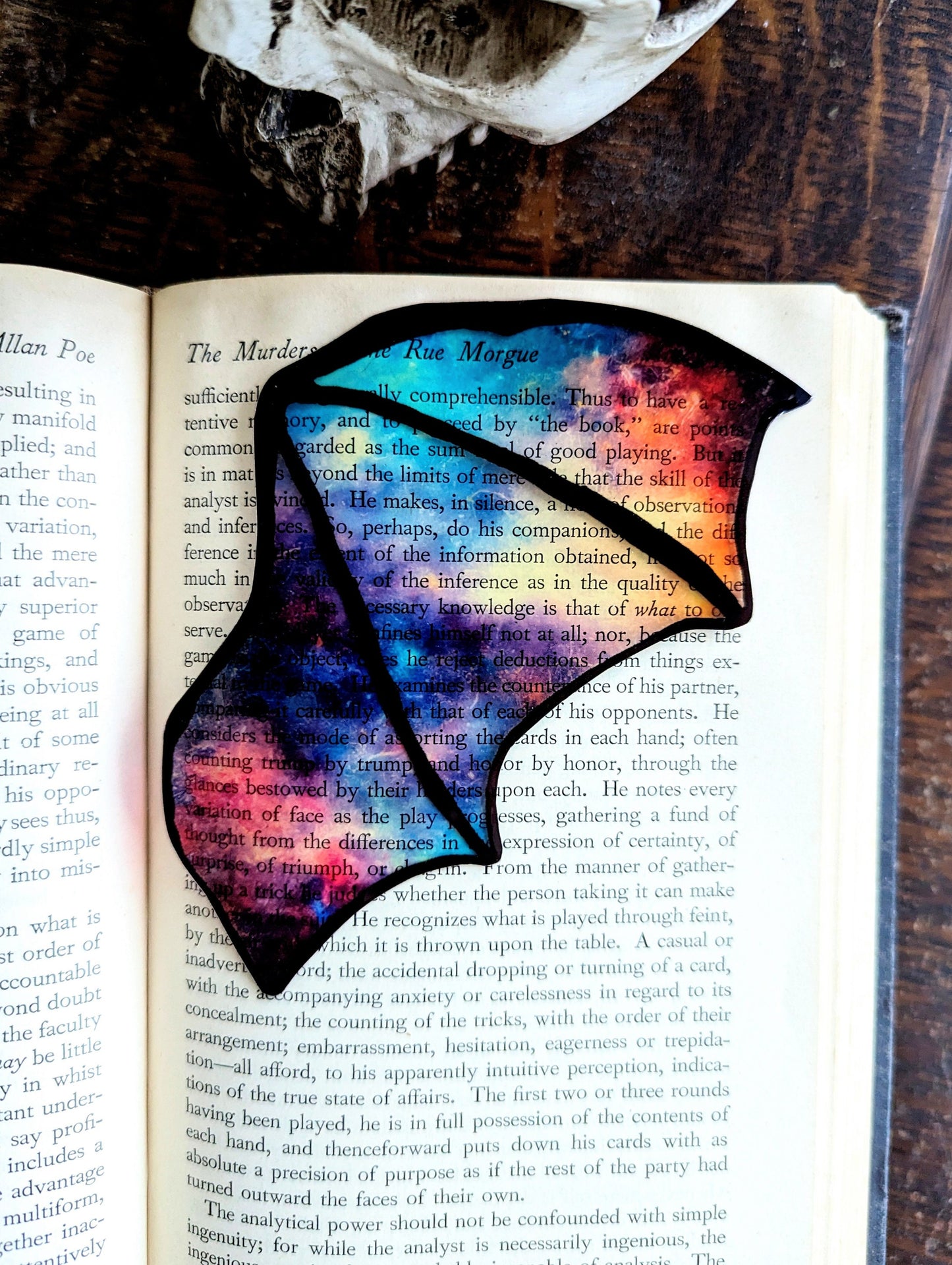 Clear Bookmark Galaxy Nebula Space Bat Dragon Wing Goth Gothic Dark Academia Book Lover Reader Gift Handmade Artist