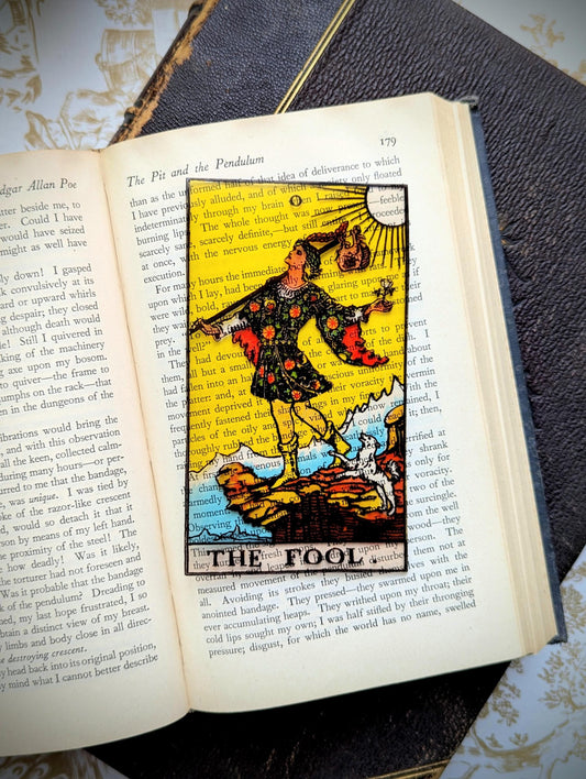 Clear Bookmark The Fool Tarot Card Witch Witchcraft Goth Gothic Halloween Horror Creepy Handmade Artist Book Reader Lover Gift