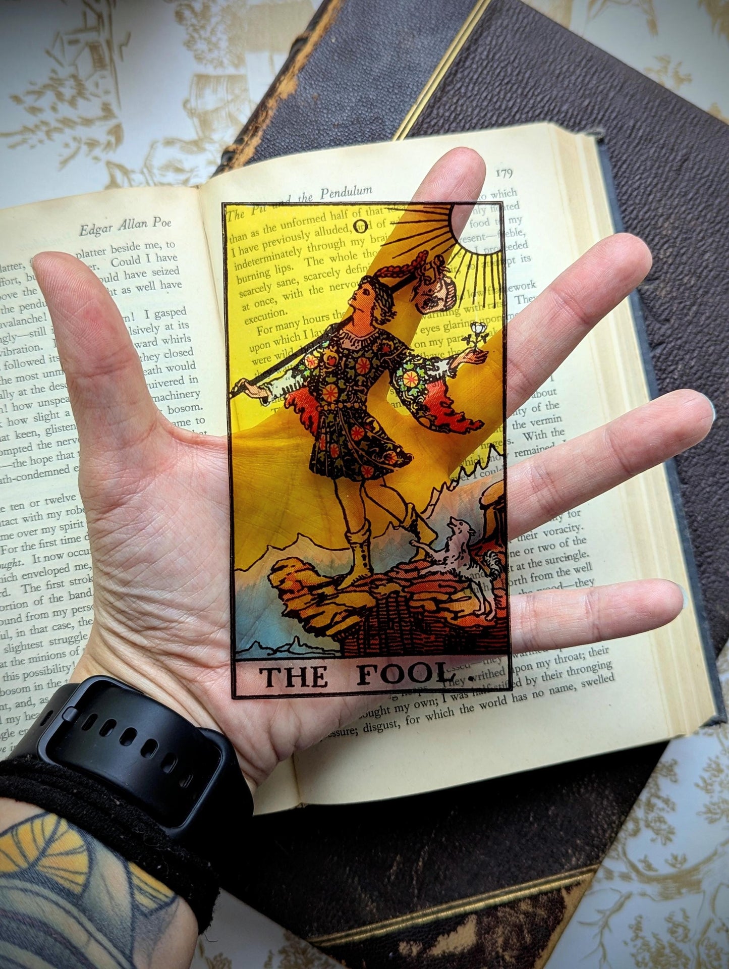 Clear Bookmark The Fool Tarot Card Witch Witchcraft Goth Gothic Halloween Horror Creepy Handmade Artist Book Reader Lover Gift