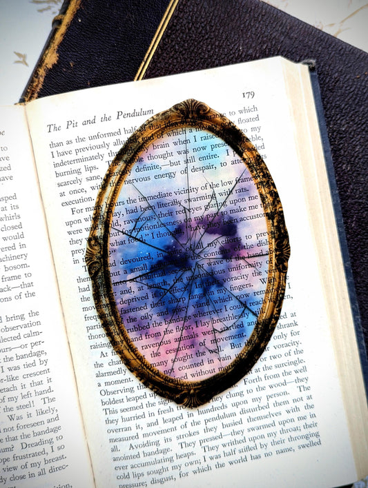 Clear Bookmark Broken Shattered Glass Mirror Cosmos Galaxy Victorian Gothic Horror Dark Academia Handmade Artist Book Club Reader Lover Gift