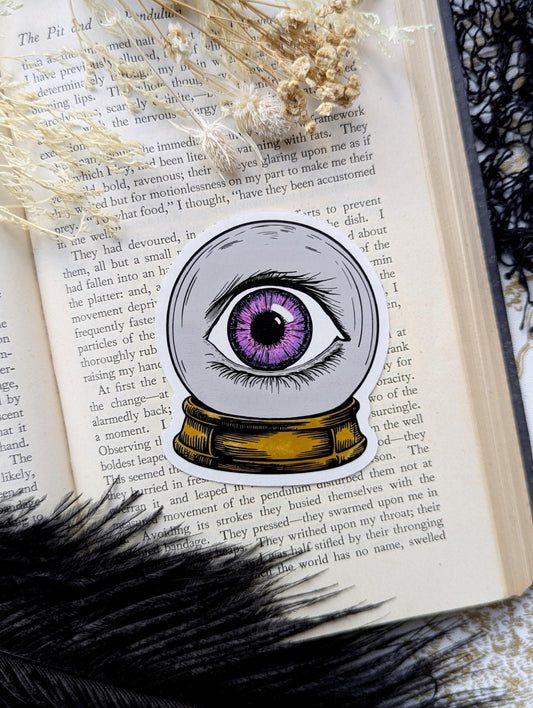 Vinyl Waterproof Sticker Hydroflask Water Bottle Laptop Purple Eye Crystal Ball Witch Witchcraft Witchcore Goth Gothic Magic Magick