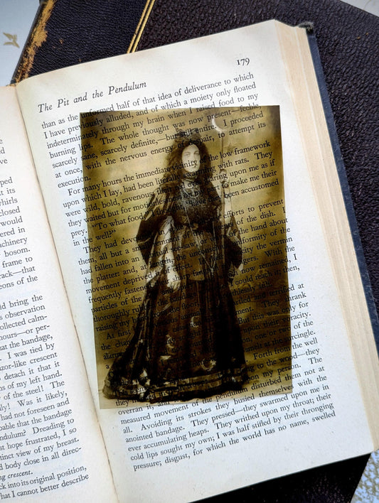 Clear Bookmark Vintage Photograph Halloween Costume Witch Fall Autumn Dark Academia Cottagecore Handmade Artist Book Lover Reader Gift