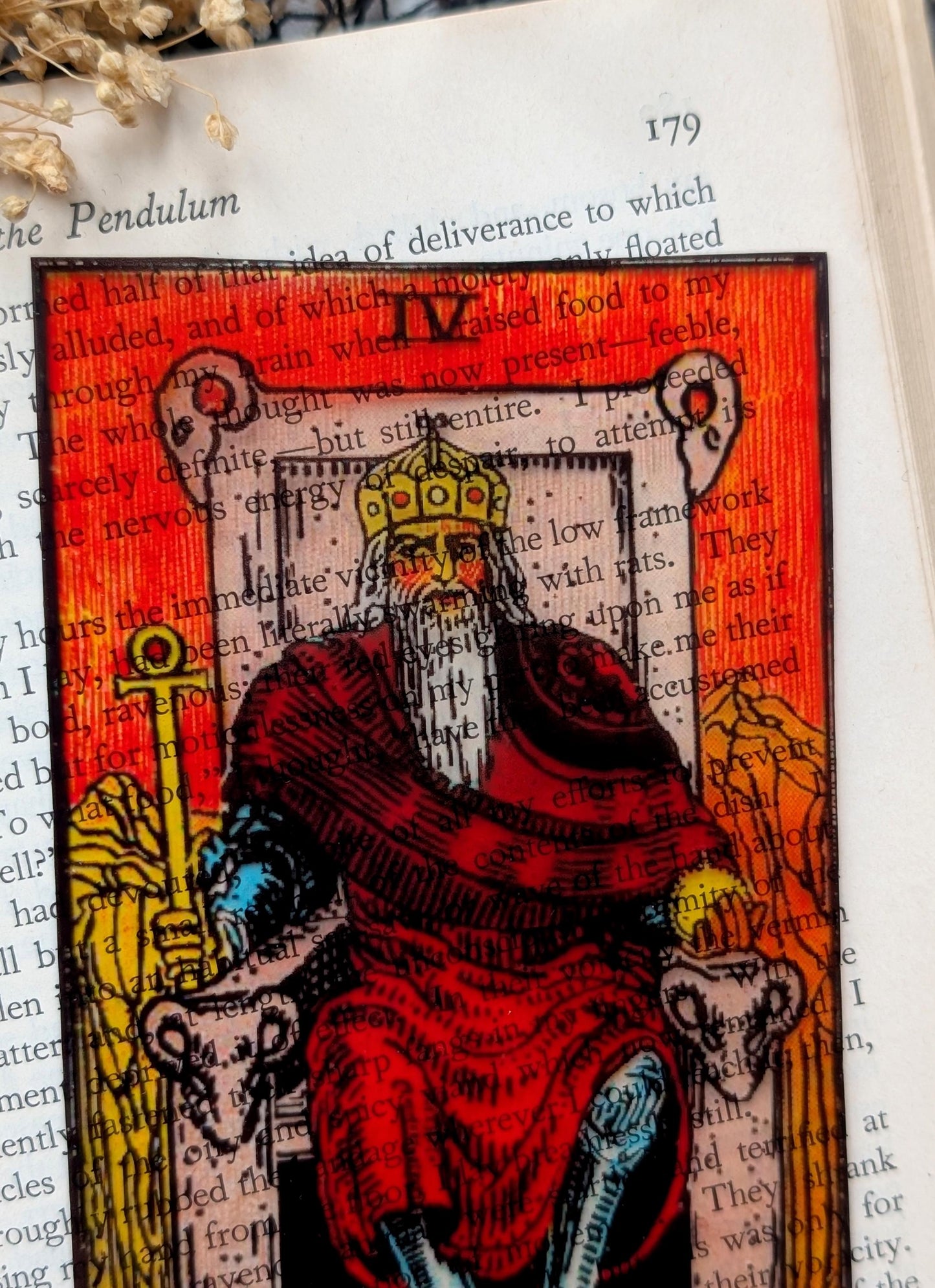 Clear Bookmark The Emperor Tarot Card Witch Witchcraft Goth Gothic Halloween Horror Creepy Handmade Artist Book Reader Lover Gift