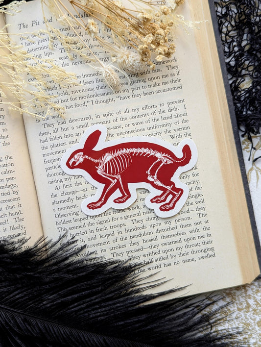 Vinyl Waterproof Sticker Hydroflask Water Bottle Laptop Red Rabbit Skeleton Goth Gothic Horror Halloween Witch Witchcraft