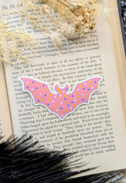 Vinyl Waterproof Sticker Bat Circus Frosted Cookie Design Pastel Gothic Horror Halloween Weird Dark Odd