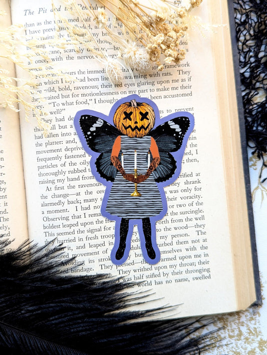 Vinyl Waterproof Sticker Surreal Pumpkin Jack O Lantern Woman Gothic Goth Horror Victorian Handmade Artist Gift