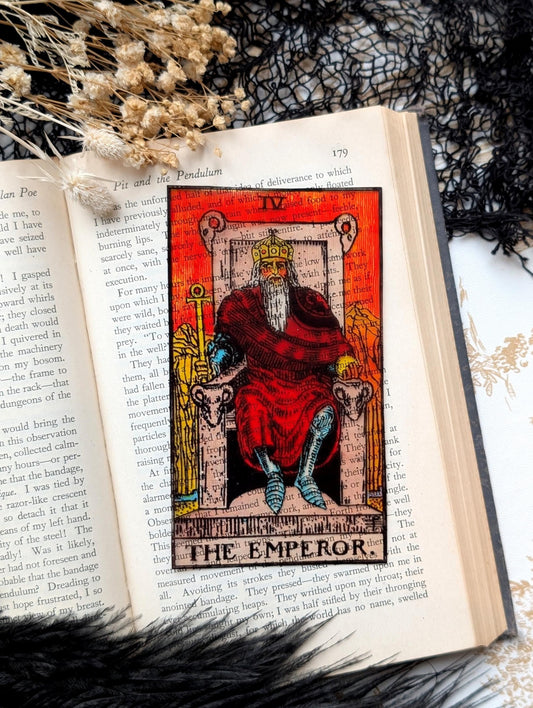 Clear Bookmark The Emperor Tarot Card Witch Witchcraft Goth Gothic Halloween Horror Creepy Handmade Artist Book Reader Lover Gift