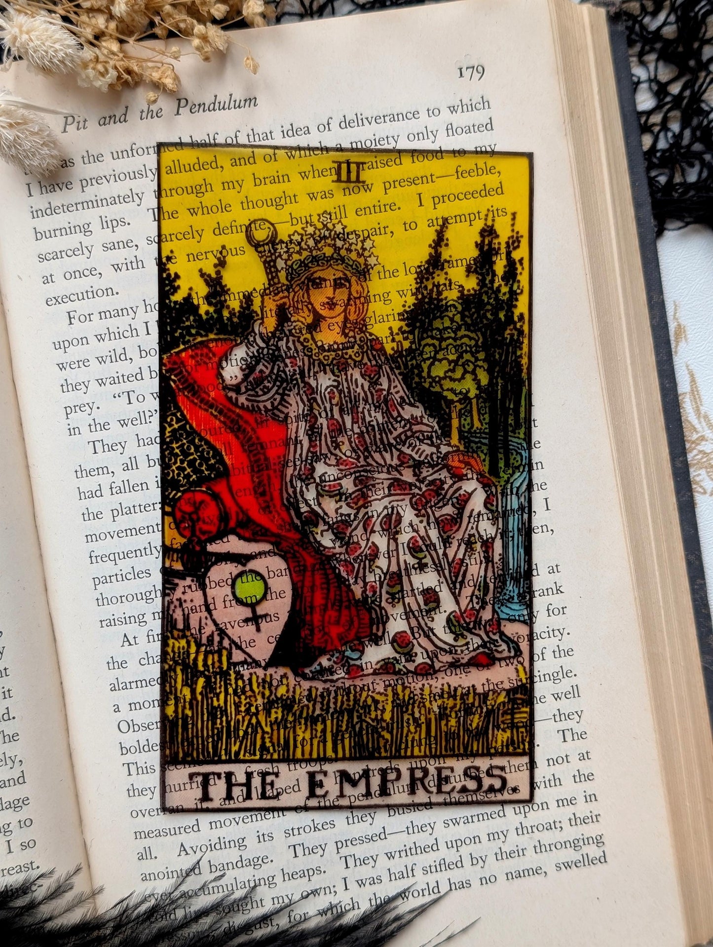 Clear Bookmark The Empress Tarot Card Witch Witchcraft Goth Gothic Halloween Horror Creepy Handmade Artist Book Reader Lover Gift