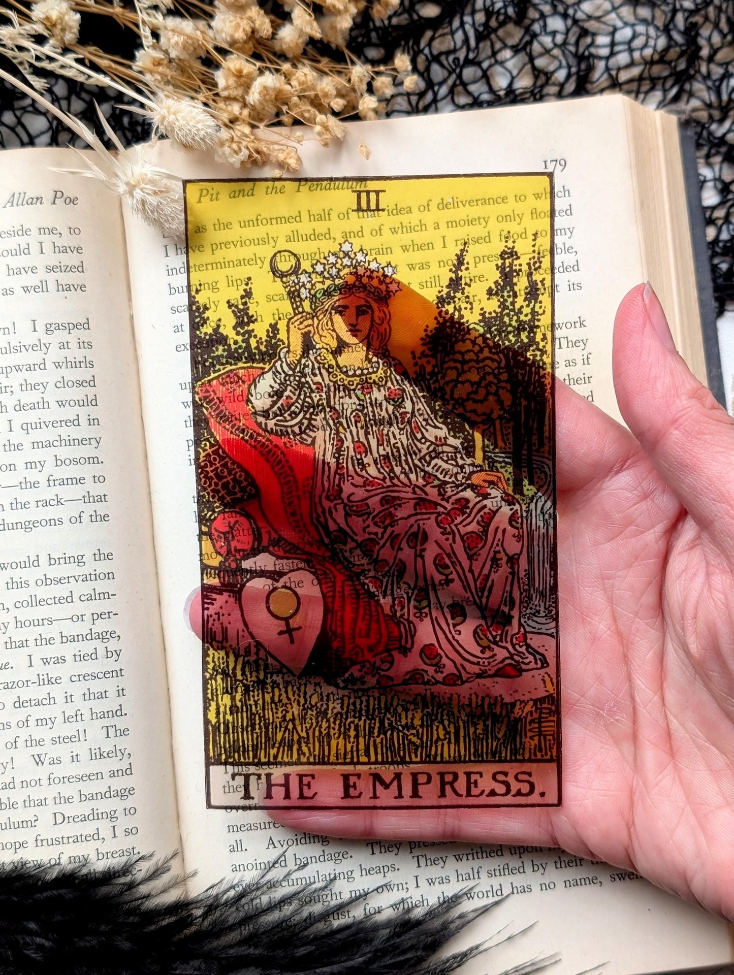 Clear Bookmark The Empress Tarot Card Witch Witchcraft Goth Gothic Halloween Horror Creepy Handmade Artist Book Reader Lover Gift