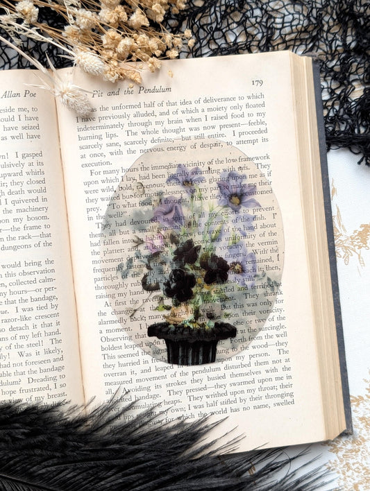 Clear Bookmark Vintage Watercolor Flowers Floral Victorian Goth Gothic Unique Gift