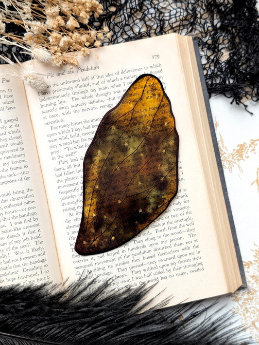 Clear Bookmark Fairy Faerie Pixie Wing Black Outline Gold Stars Pretty Goth Dark Academia Fairycore Fantasy Sci-Fi Book Reader Lover Gift