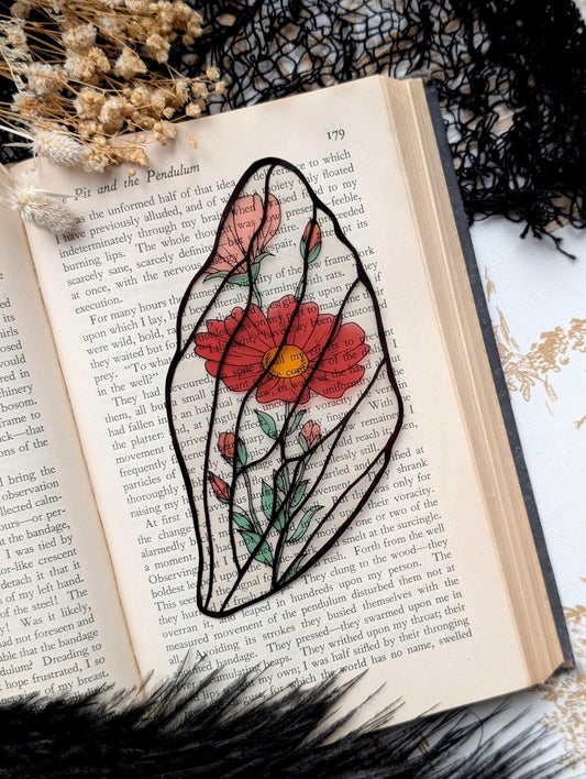 Clear Bookmark Fairy Faerie Pixie Wing Floral Flowers Pretty Goth Dark Academia Fairycore Cottagecore Fantasy Sci-Fi Book Reader Lover Gift