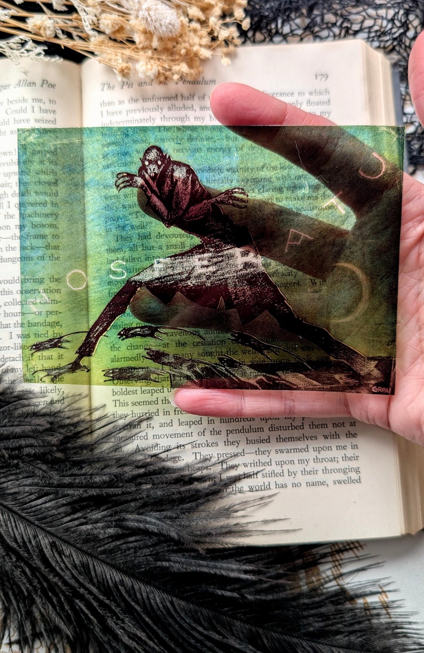 Clear Bookmark Vintage Promo Art Nosferatu Vampire Dracula Goth Gothic Horror Handmade Artist Book Reader Lover Gift